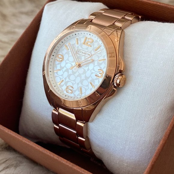 NWT COACH WOMEN'S TRISTEN ROSE GOLD-PLATED BRACELET WATCH - Picture 3 of 12